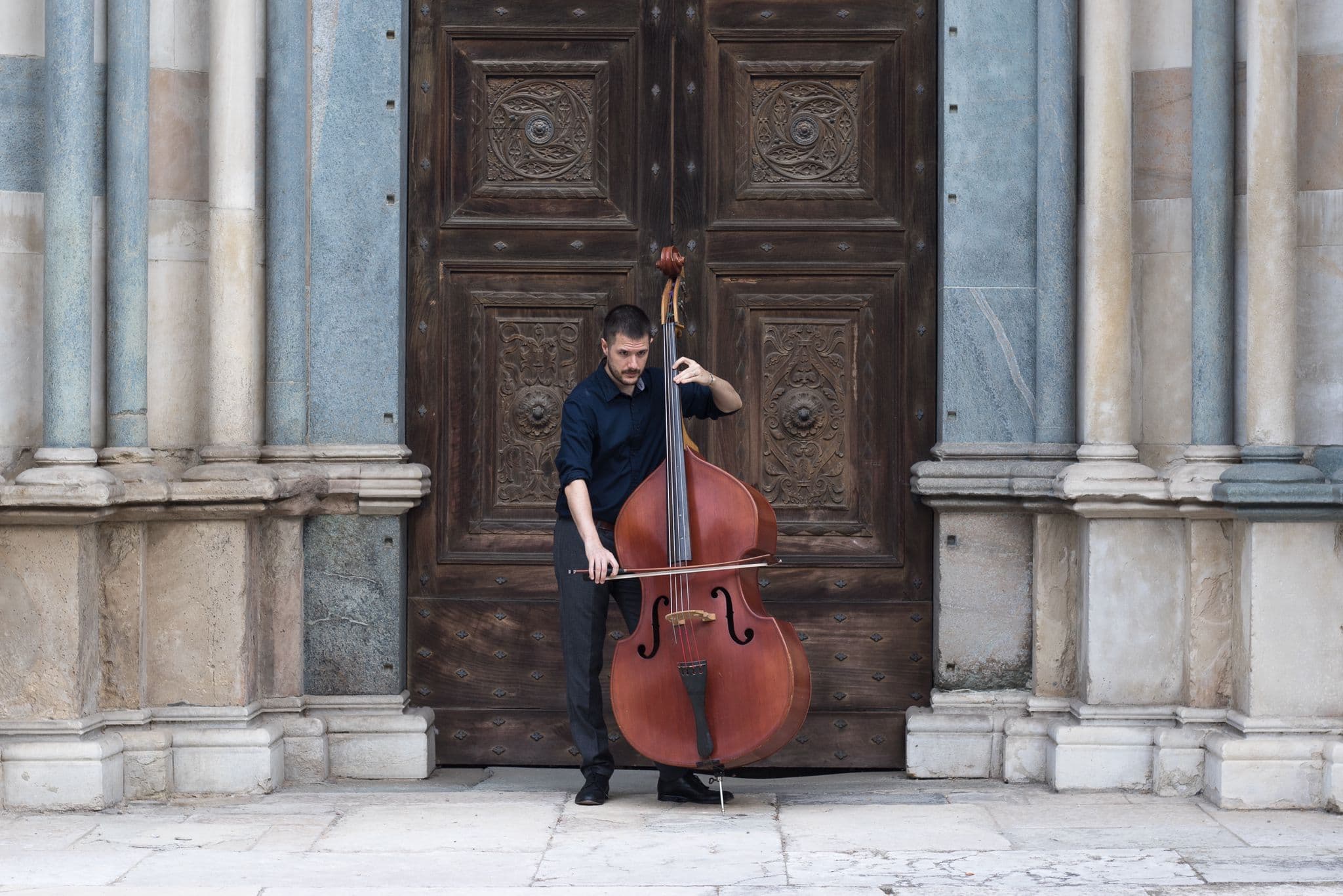 Mattia playing the double bass